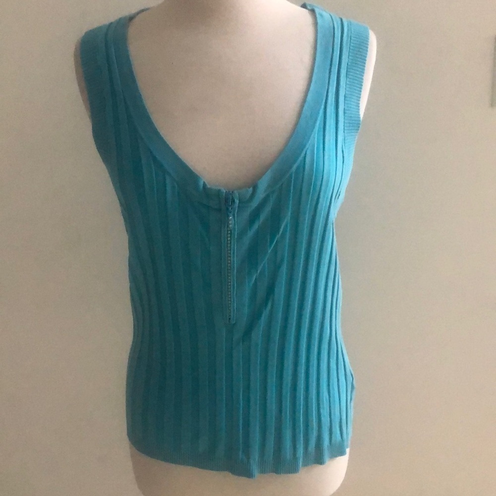 Camille la vie Blue Turquoise top w bling zipper - Ribbed - Sleeveless Size M